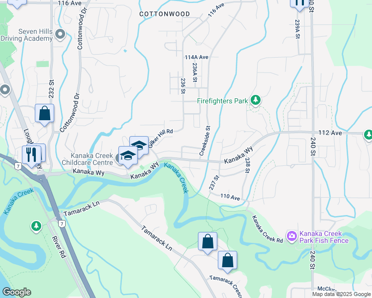 map of restaurants, bars, coffee shops, grocery stores, and more near 23622 111A Avenue in Maple Ridge