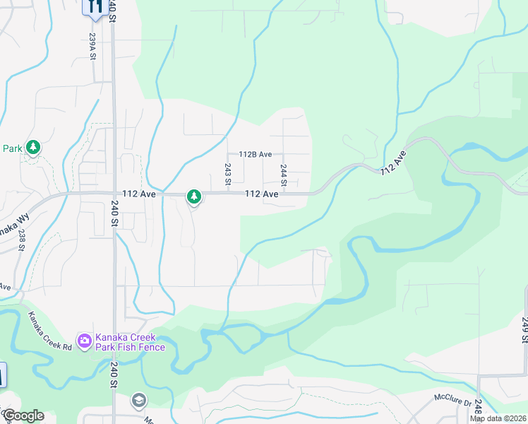 map of restaurants, bars, coffee shops, grocery stores, and more near 11158 243B Street in Maple Ridge