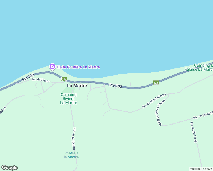 map of restaurants, bars, coffee shops, grocery stores, and more near Route du Ruisseau in Gaspésie–Îles-de-la-Madeleine