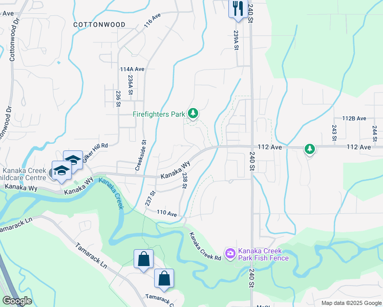 map of restaurants, bars, coffee shops, grocery stores, and more near 23829 Kanaka Way in Maple Ridge
