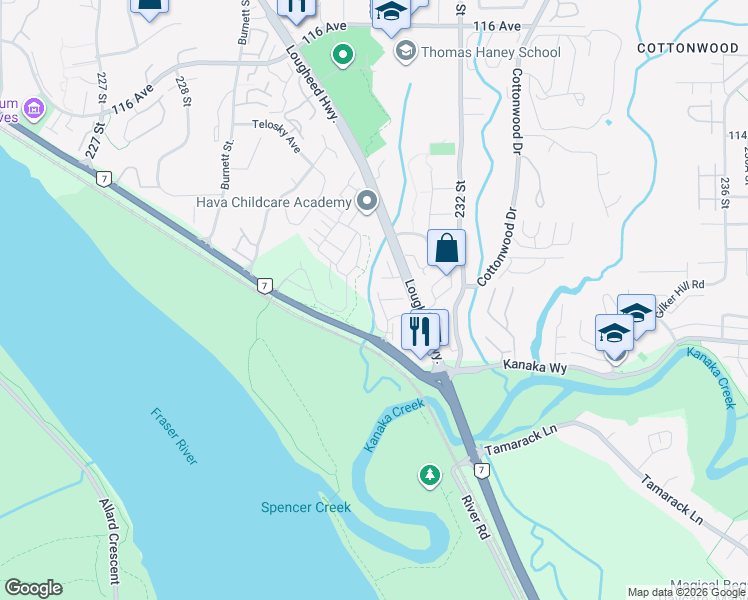 map of restaurants, bars, coffee shops, grocery stores, and more near in Maple Ridge