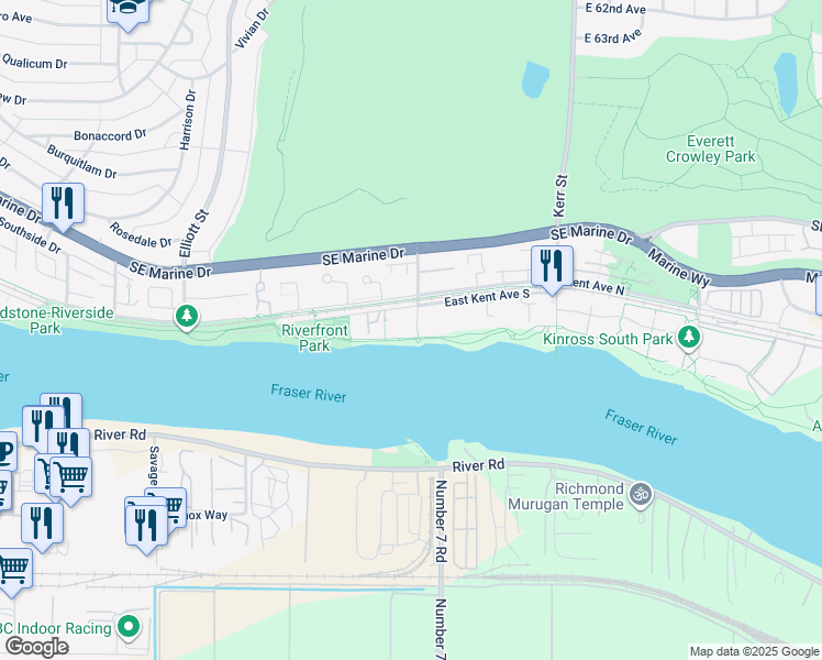 map of restaurants, bars, coffee shops, grocery stores, and more near 8581 Jellicoe Street in Vancouver