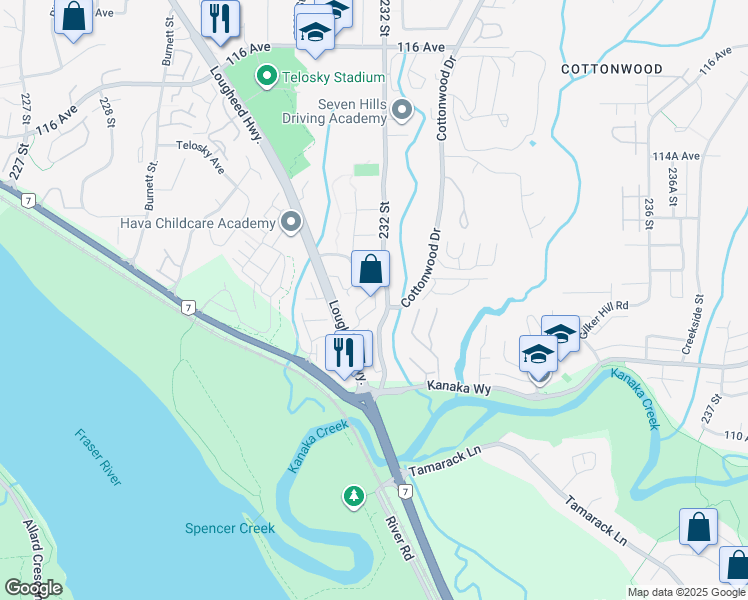 map of restaurants, bars, coffee shops, grocery stores, and more near in Maple Ridge