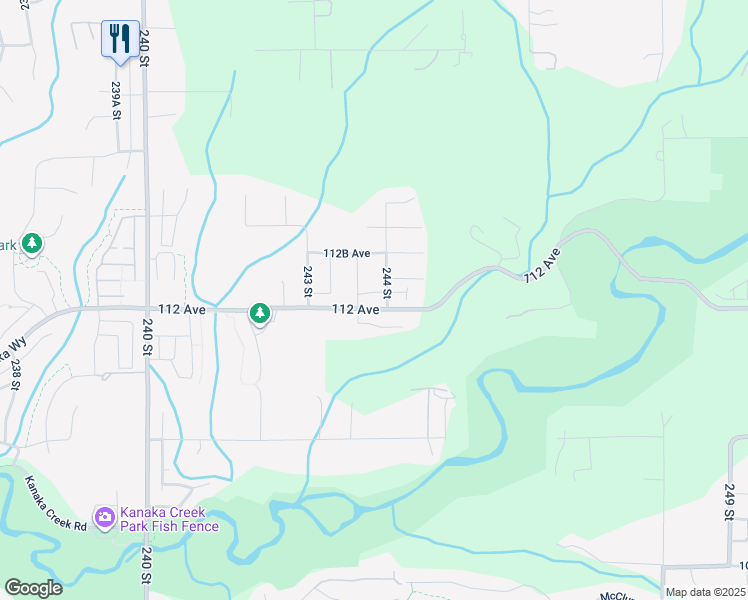 map of restaurants, bars, coffee shops, grocery stores, and more near 24375 112 Avenue in Maple Ridge