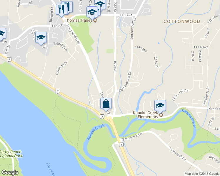 map of restaurants, bars, coffee shops, grocery stores, and more near in Maple Ridge