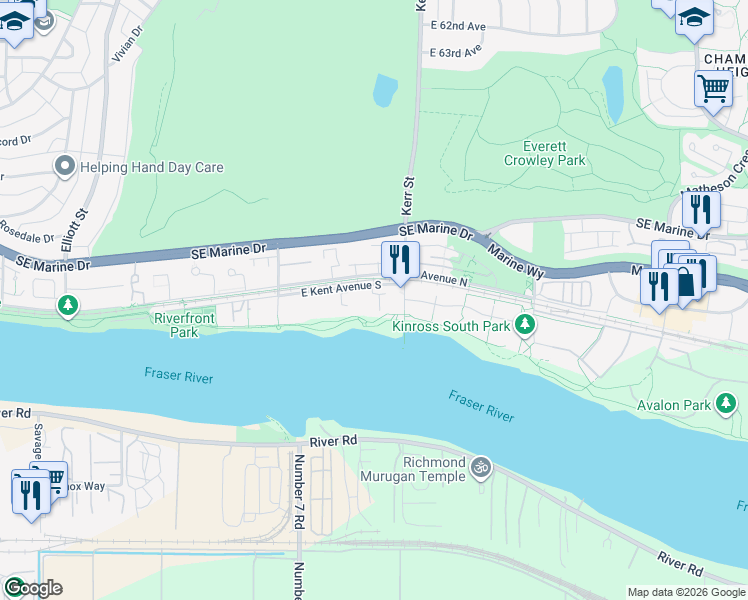 map of restaurants, bars, coffee shops, grocery stores, and more near in Vancouver