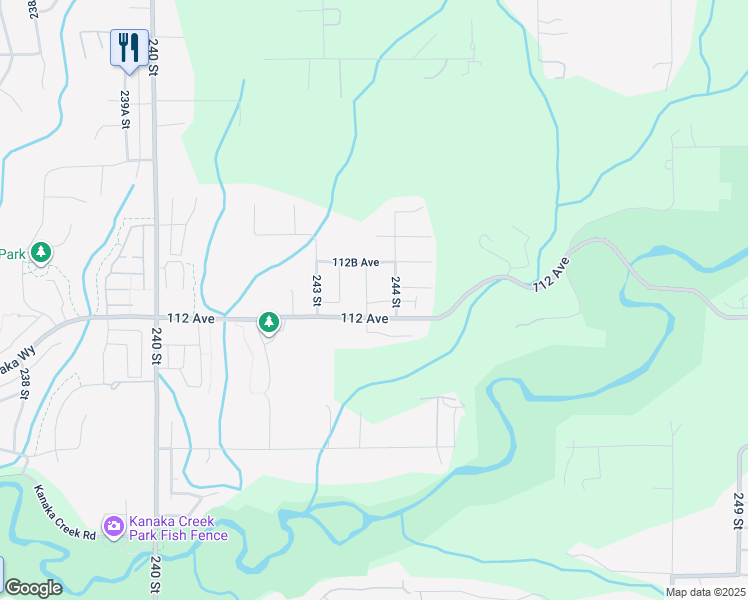 map of restaurants, bars, coffee shops, grocery stores, and more near 11222 243B Street in Maple Ridge