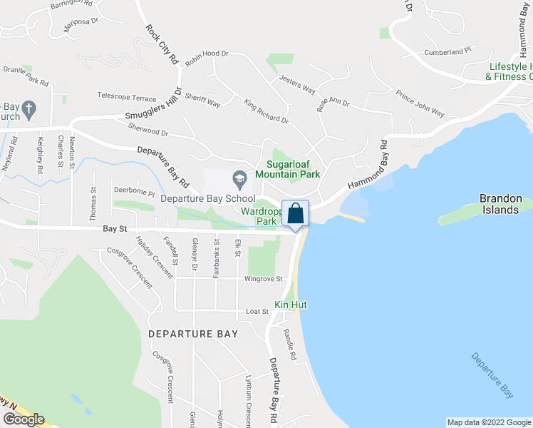 map of restaurants, bars, coffee shops, grocery stores, and more near 2957 Departure Bay Road in Nanaimo