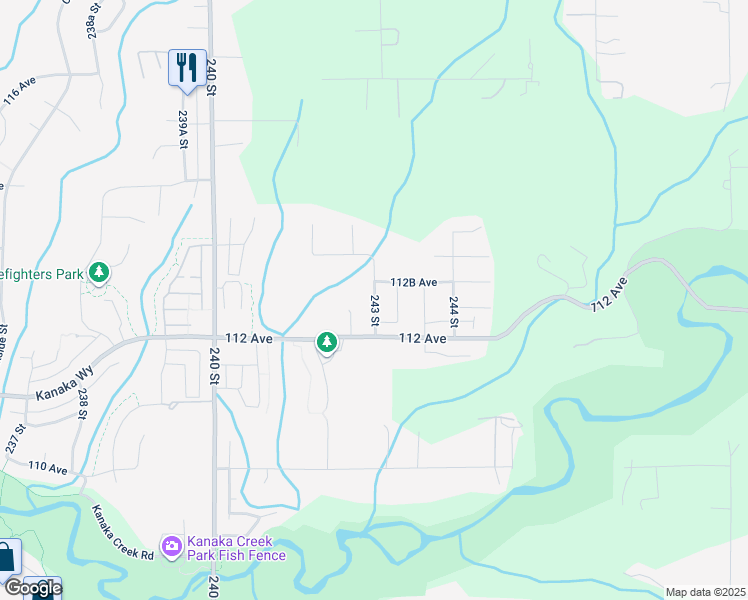map of restaurants, bars, coffee shops, grocery stores, and more near 11241 243 Street in Maple Ridge