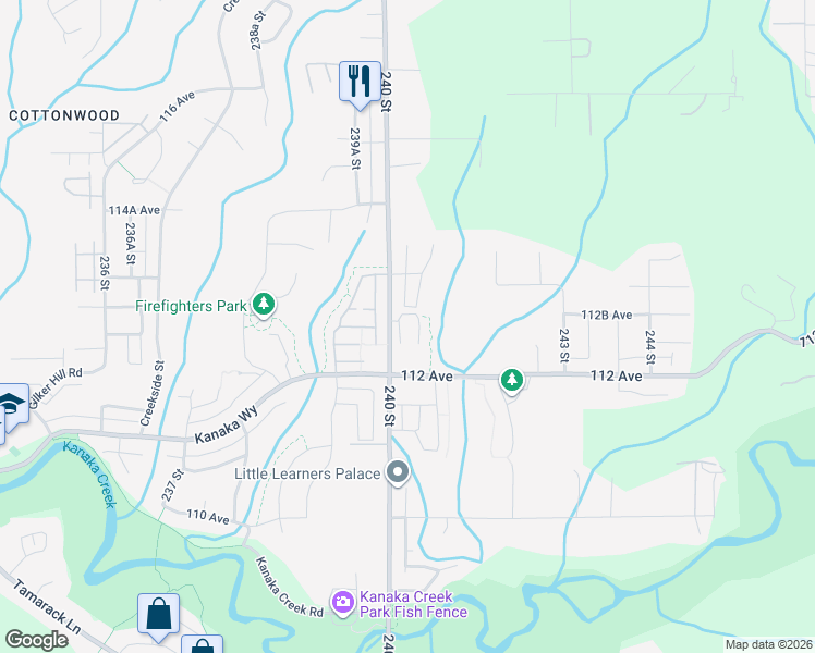 map of restaurants, bars, coffee shops, grocery stores, and more near 11320 240 Street in Maple Ridge