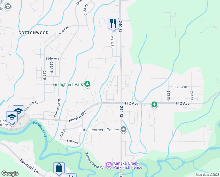 map of restaurants, bars, coffee shops, grocery stores, and more near 11305 240 Street in Maple Ridge