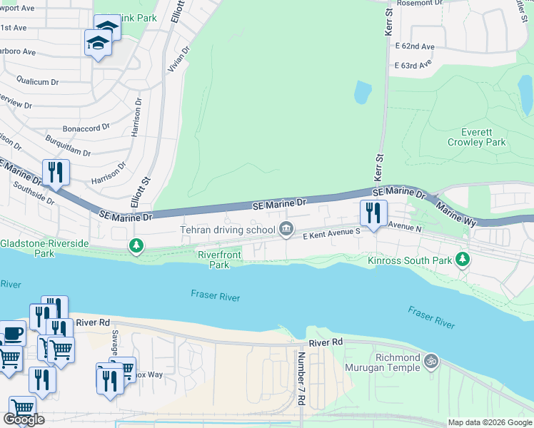 map of restaurants, bars, coffee shops, grocery stores, and more near 2866 Sotao Avenue in Vancouver