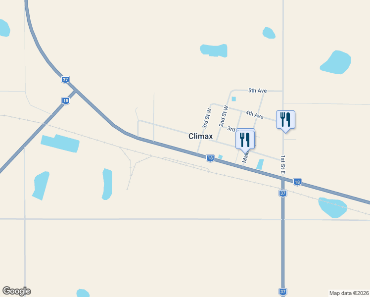 map of restaurants, bars, coffee shops, grocery stores, and more near 316 2nd Avenue in Climax
