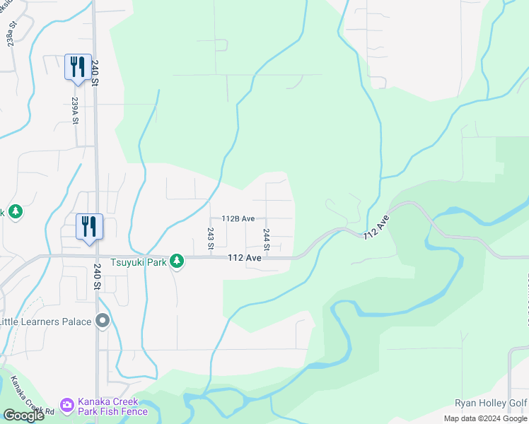 map of restaurants, bars, coffee shops, grocery stores, and more near 11289 244 Street in Maple Ridge