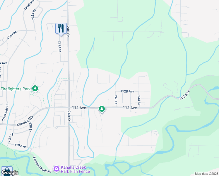 map of restaurants, bars, coffee shops, grocery stores, and more near 24240 113 Avenue in Maple Ridge