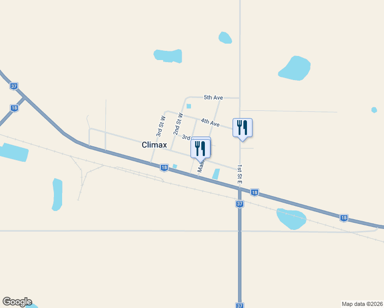 map of restaurants, bars, coffee shops, grocery stores, and more near 103 2nd Avenue in Climax
