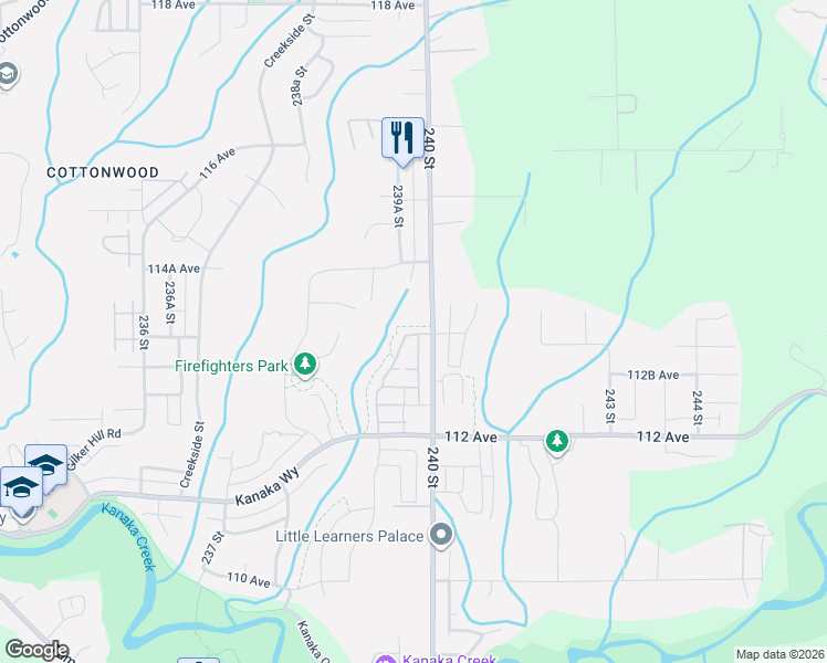 map of restaurants, bars, coffee shops, grocery stores, and more near 11305 240 Street in Maple Ridge