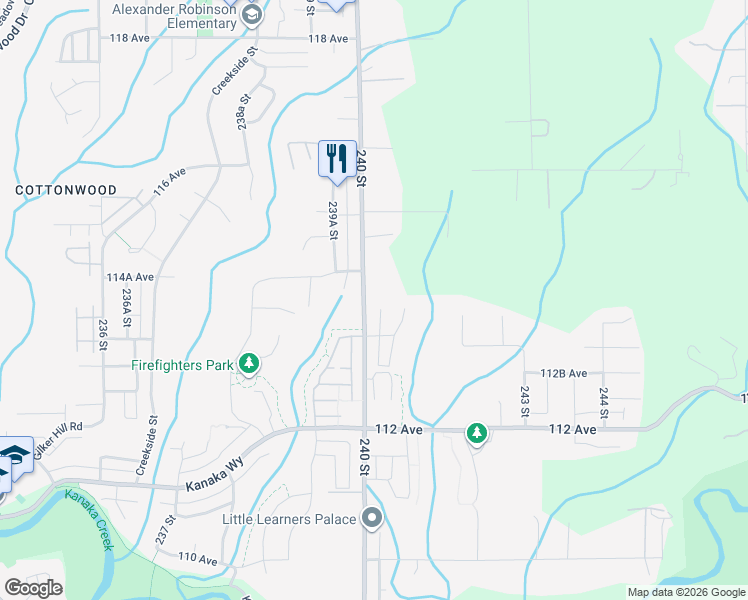 map of restaurants, bars, coffee shops, grocery stores, and more near 11394 240 Street in Maple Ridge