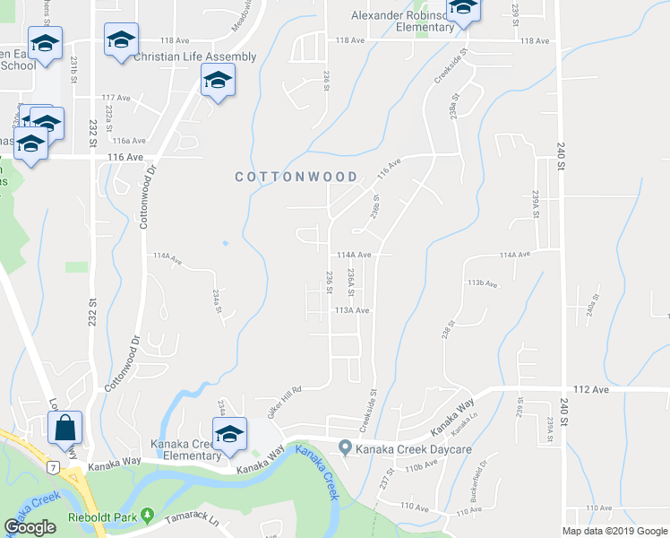 map of restaurants, bars, coffee shops, grocery stores, and more near 11420 236 Street in Maple Ridge