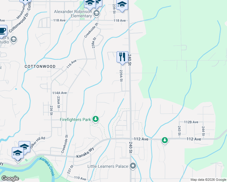 map of restaurants, bars, coffee shops, grocery stores, and more near 23928 115 Avenue in Maple Ridge