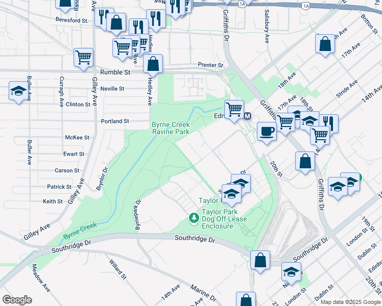 map of restaurants, bars, coffee shops, grocery stores, and more near 6737 Station Hill Court in Burnaby