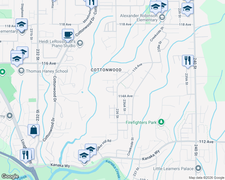 map of restaurants, bars, coffee shops, grocery stores, and more near 11494 236 Street in Maple Ridge