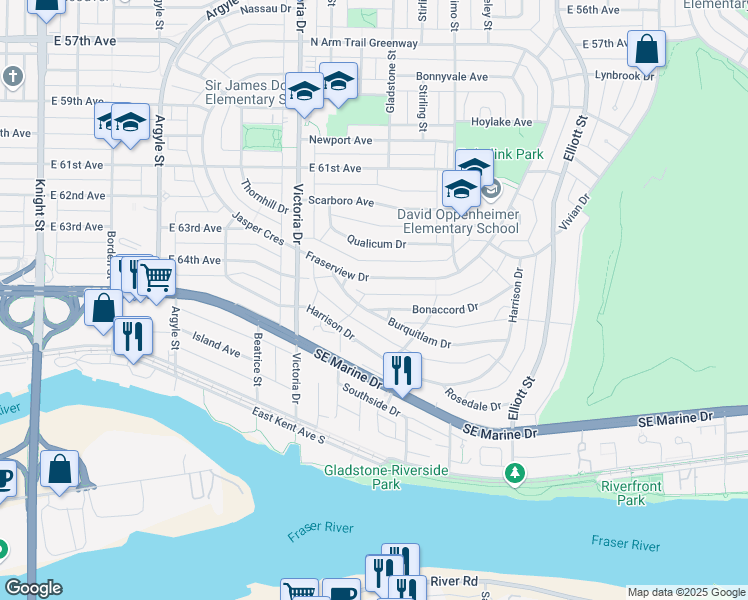map of restaurants, bars, coffee shops, grocery stores, and more near in Vancouver