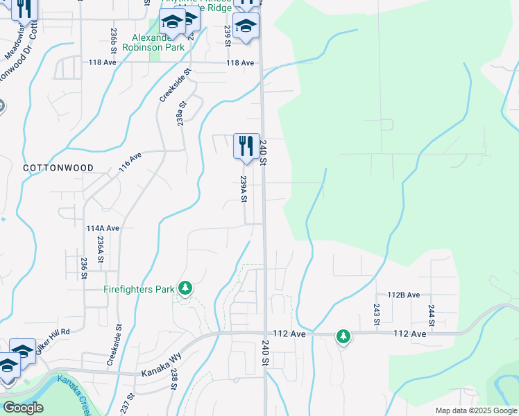 map of restaurants, bars, coffee shops, grocery stores, and more near 11483 240 Street in Maple Ridge