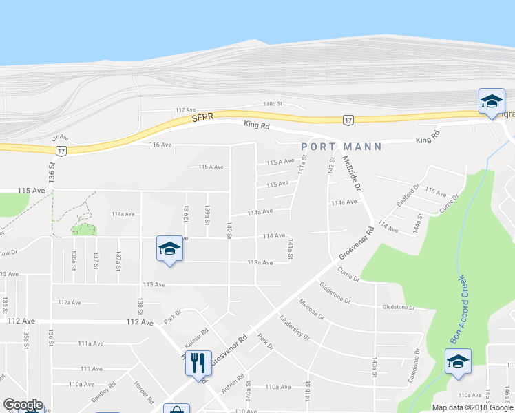 map of restaurants, bars, coffee shops, grocery stores, and more near 14085 114A Avenue in Surrey