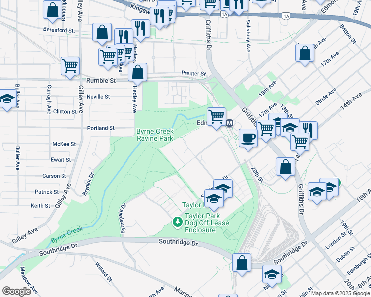 map of restaurants, bars, coffee shops, grocery stores, and more near 7345 Sandborne Avenue in Burnaby
