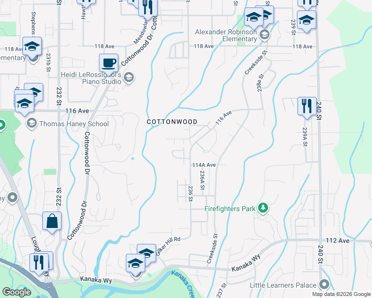 map of restaurants, bars, coffee shops, grocery stores, and more near 11494 236 Street in Maple Ridge