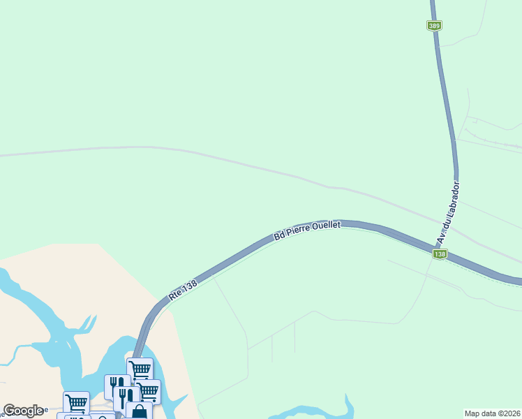 map of restaurants, bars, coffee shops, grocery stores, and more near Boulevard Pierre Ouellet in Baie-Comeau