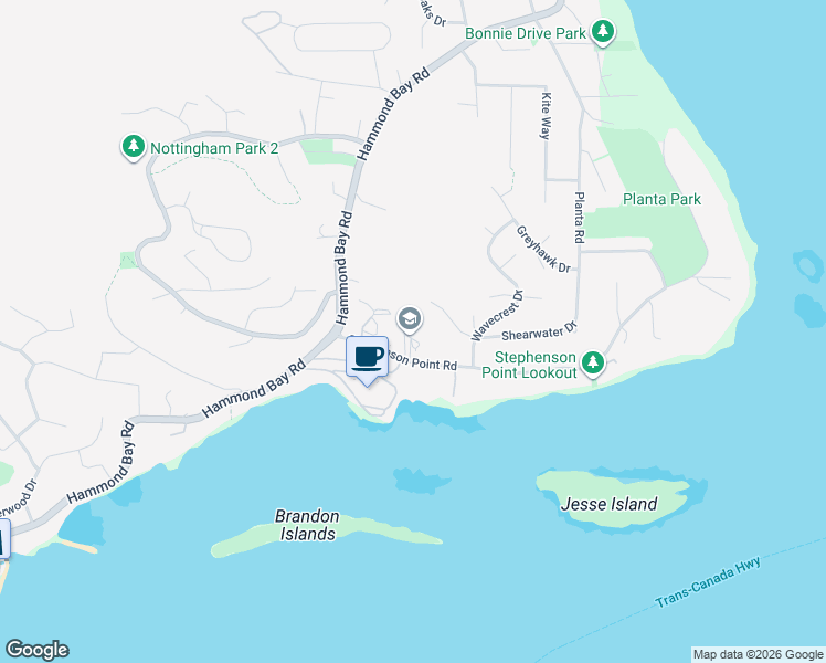map of restaurants, bars, coffee shops, grocery stores, and more near 3255 Stephenson Point Road in Nanaimo