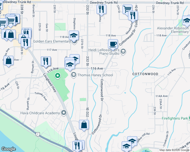 map of restaurants, bars, coffee shops, grocery stores, and more near in Maple Ridge