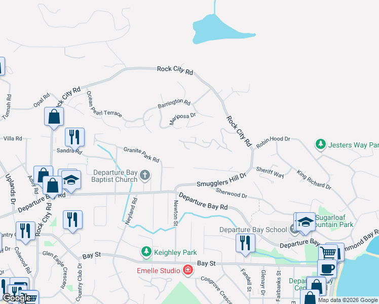 map of restaurants, bars, coffee shops, grocery stores, and more near 3263 Stoney Ridge in Nanaimo