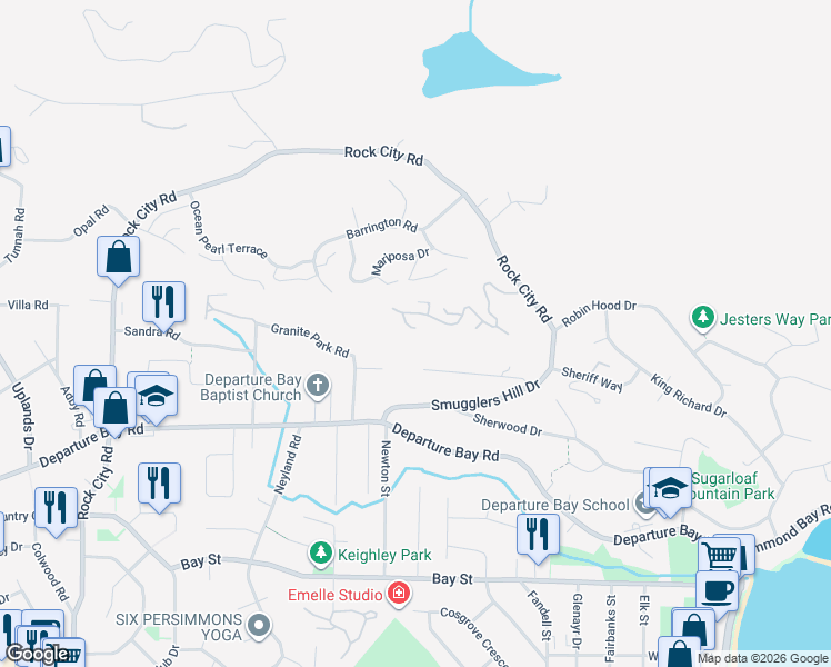 map of restaurants, bars, coffee shops, grocery stores, and more near 3206 Telescope Terrace in Nanaimo