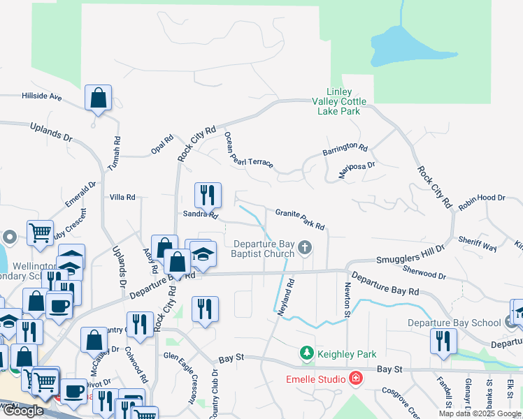map of restaurants, bars, coffee shops, grocery stores, and more near 3225 Singleton Road in Nanaimo