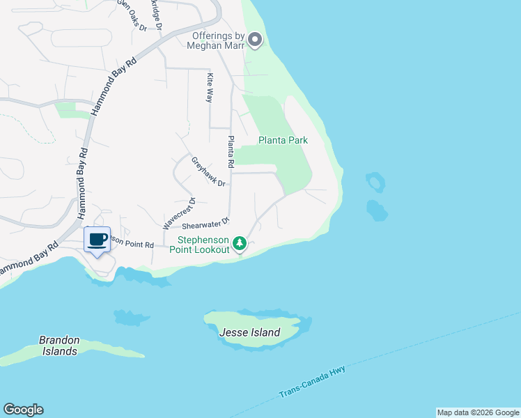 map of restaurants, bars, coffee shops, grocery stores, and more near 100 Stamp Way in Nanaimo