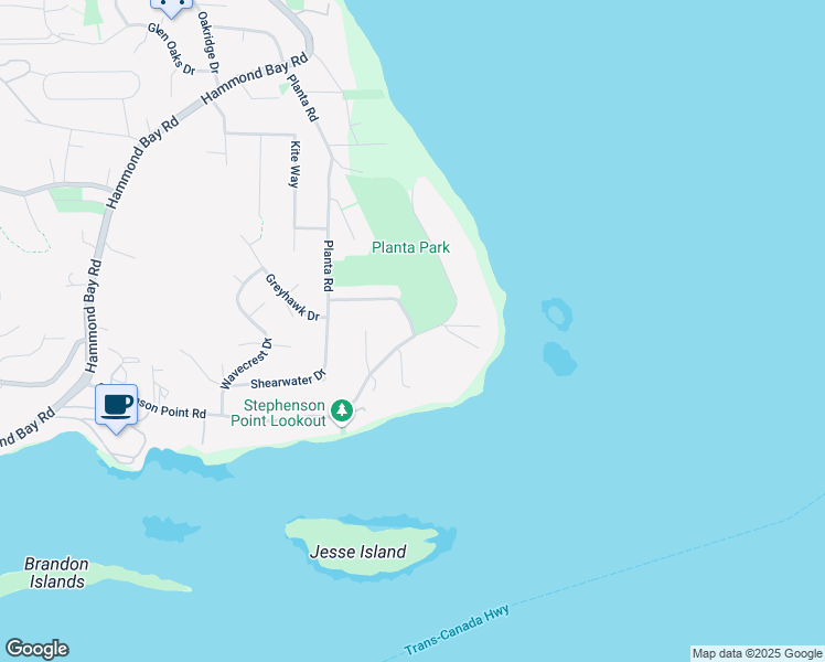 map of restaurants, bars, coffee shops, grocery stores, and more near 3432 Budehaven Drive in Nanaimo