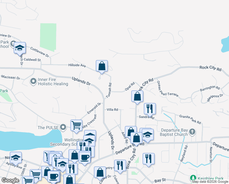 map of restaurants, bars, coffee shops, grocery stores, and more near 3406 Tunnah Road in Nanaimo
