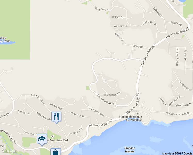 map of restaurants, bars, coffee shops, grocery stores, and more near 476 Nottingham Dr in Nanaimo