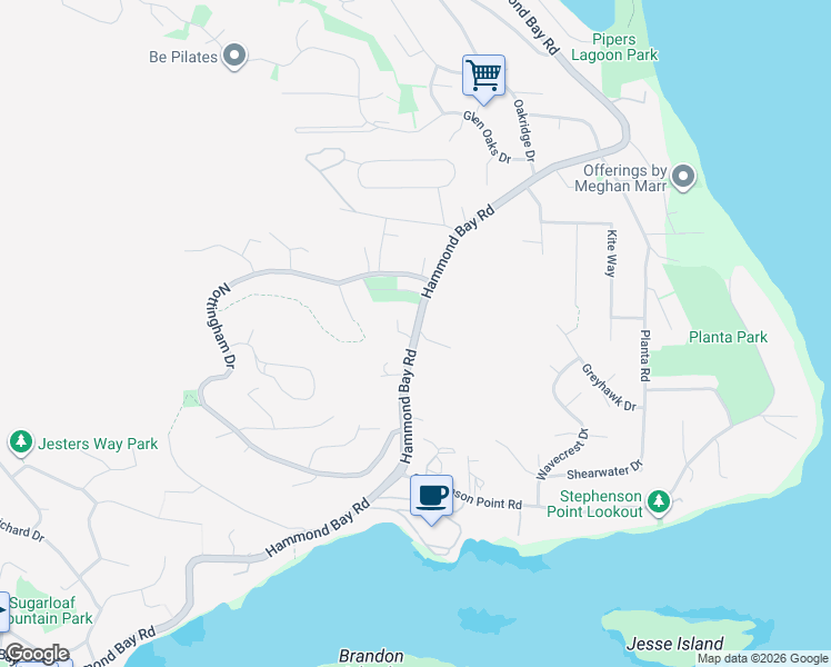 map of restaurants, bars, coffee shops, grocery stores, and more near Hammond Bay Road in Nanaimo