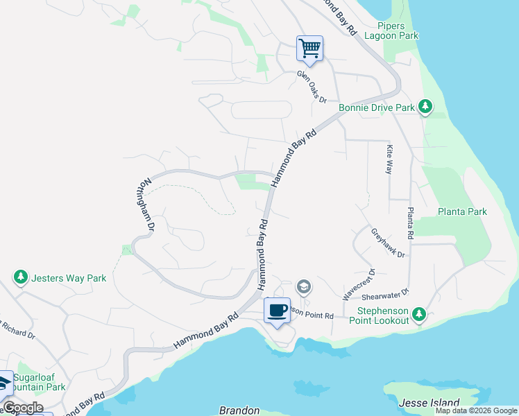 map of restaurants, bars, coffee shops, grocery stores, and more near 3315 Hammond Bay Road in Nanaimo