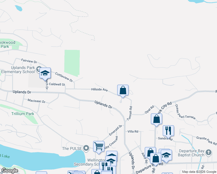 map of restaurants, bars, coffee shops, grocery stores, and more near 3480 Pacific Edge Way in Nanaimo