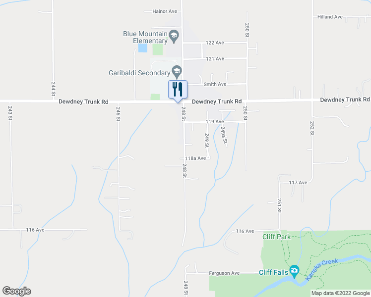 map of restaurants, bars, coffee shops, grocery stores, and more near 24810 118B Avenue in Maple Ridge