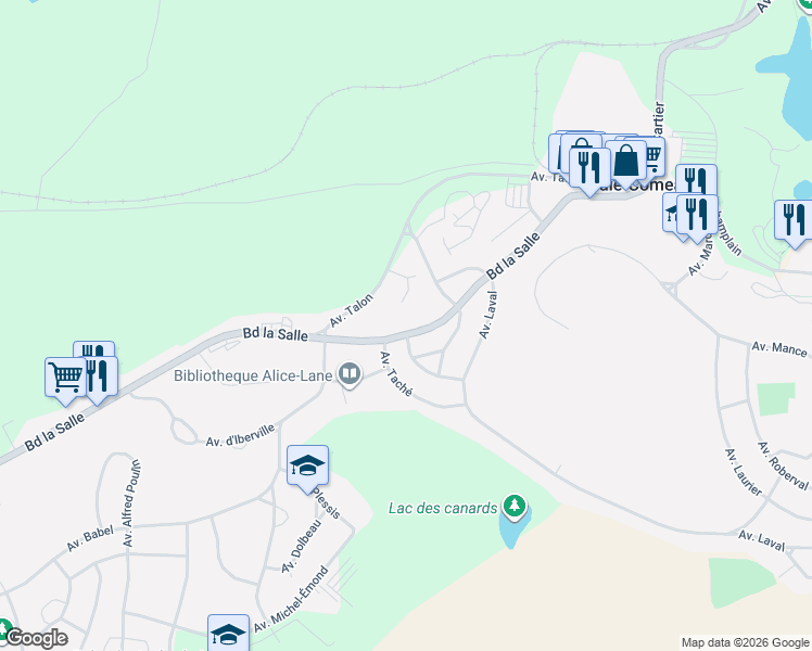 map of restaurants, bars, coffee shops, grocery stores, and more near 149 Boulevard la Salle in Baie-Comeau