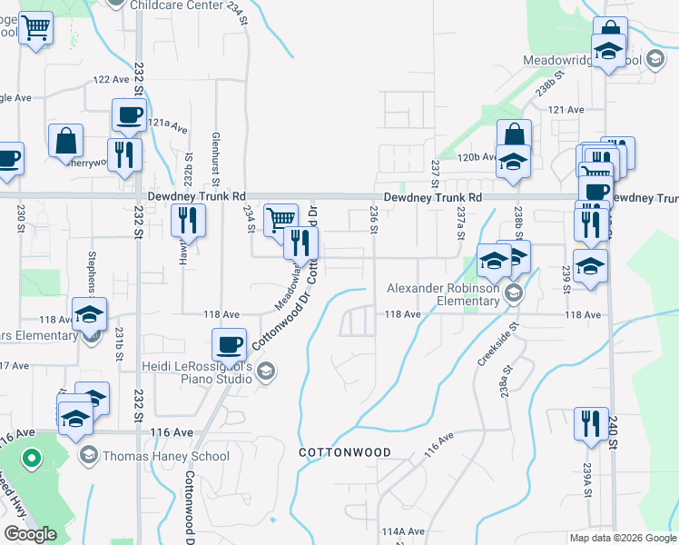 map of restaurants, bars, coffee shops, grocery stores, and more near in Maple Ridge