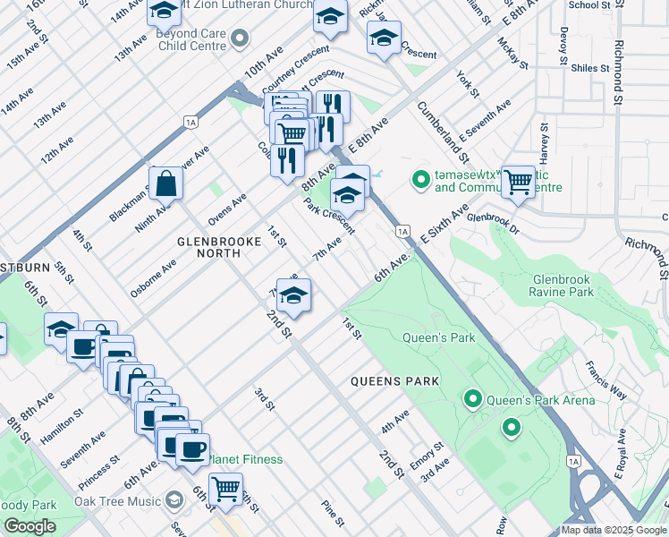 map of restaurants, bars, coffee shops, grocery stores, and more near 622 Colborne Street in New Westminster