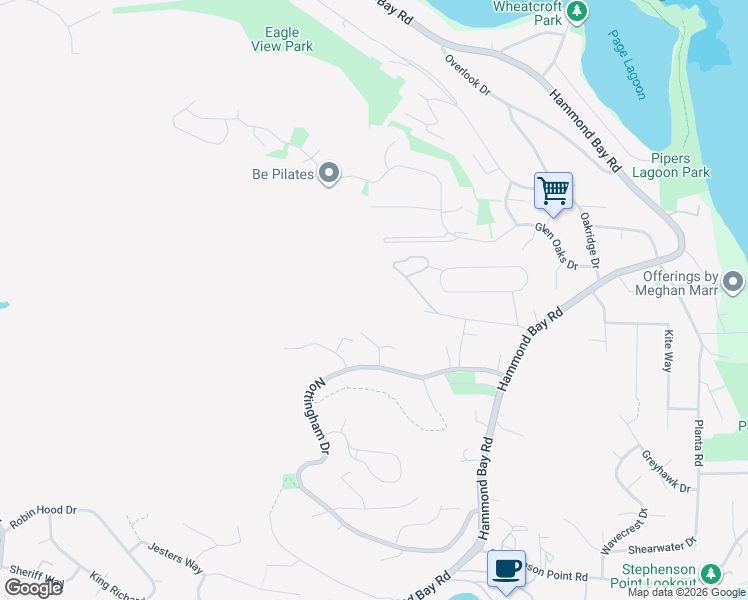 map of restaurants, bars, coffee shops, grocery stores, and more near Linley Rd in Nanaimo