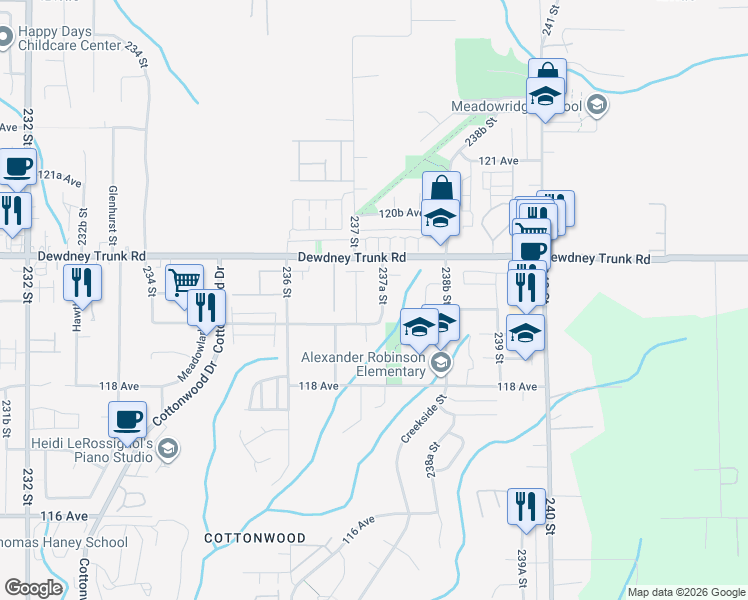 map of restaurants, bars, coffee shops, grocery stores, and more near in Maple Ridge